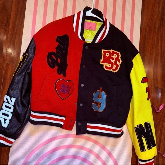 Stylish Varsity Jacket in Red, Black, and Yellow - Picture 3 of 10